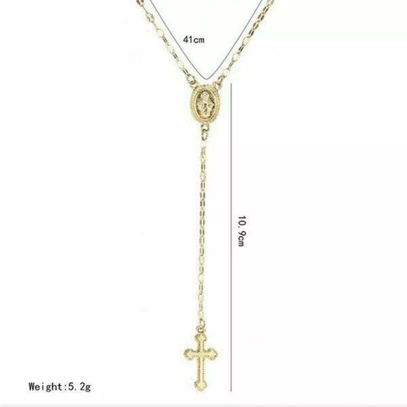 Unisex 925 18K Gold Necklace with Cross on a 4 inchndrop - Picture 4 of 6